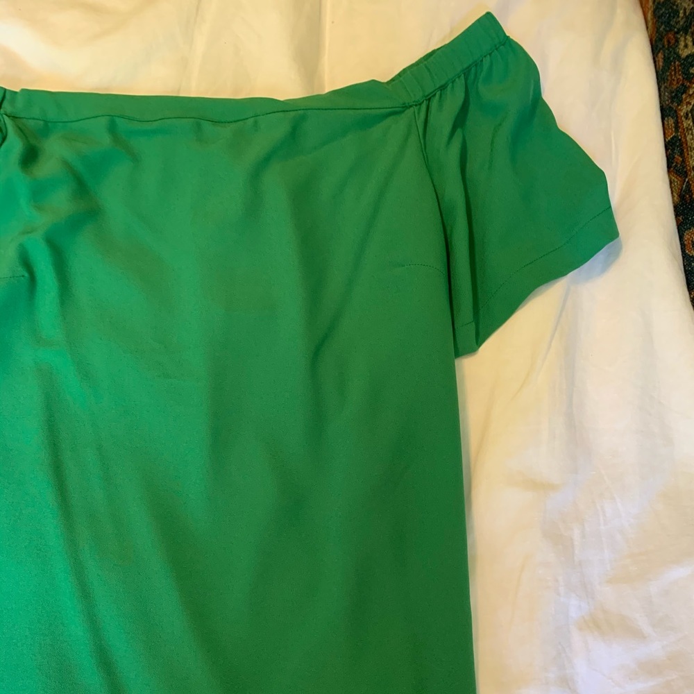 green off the shoulder blouse